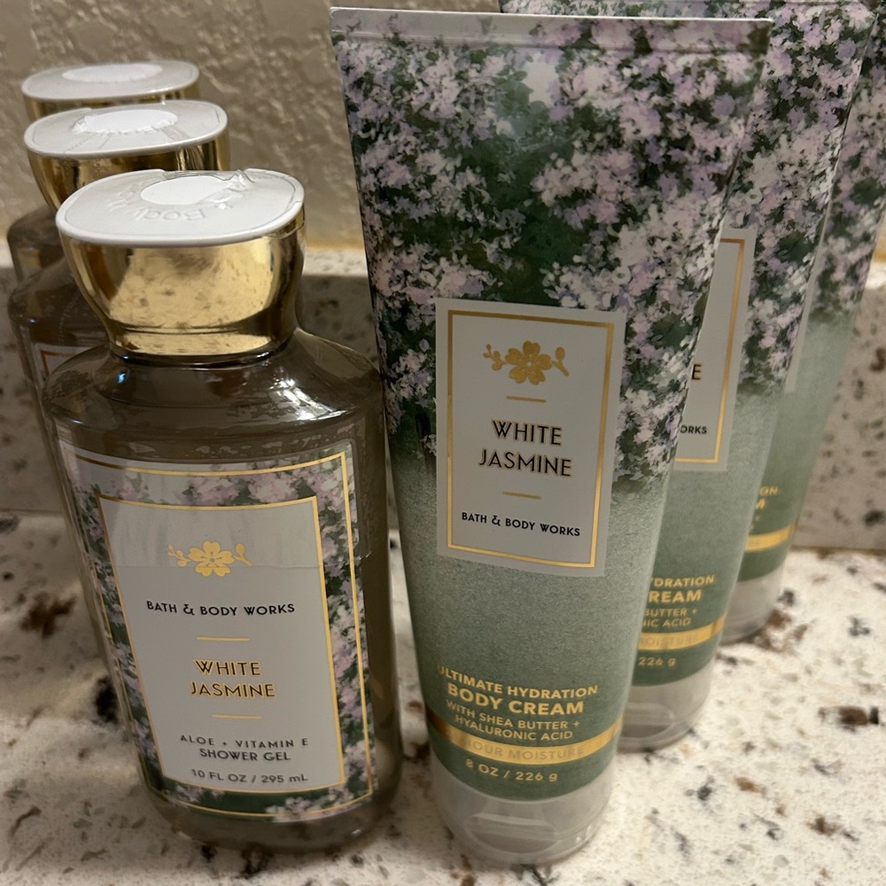 3 Bath & Body Works White Jasmine Shower Gel and Body Cream Sets